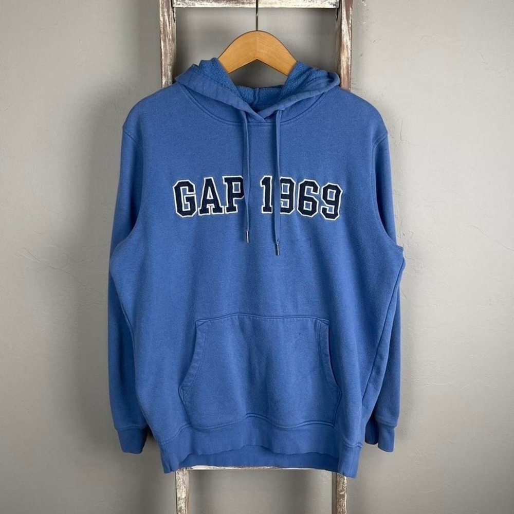 Gap 1969 Spellout Blue‎ Pullover Hoodie size Small